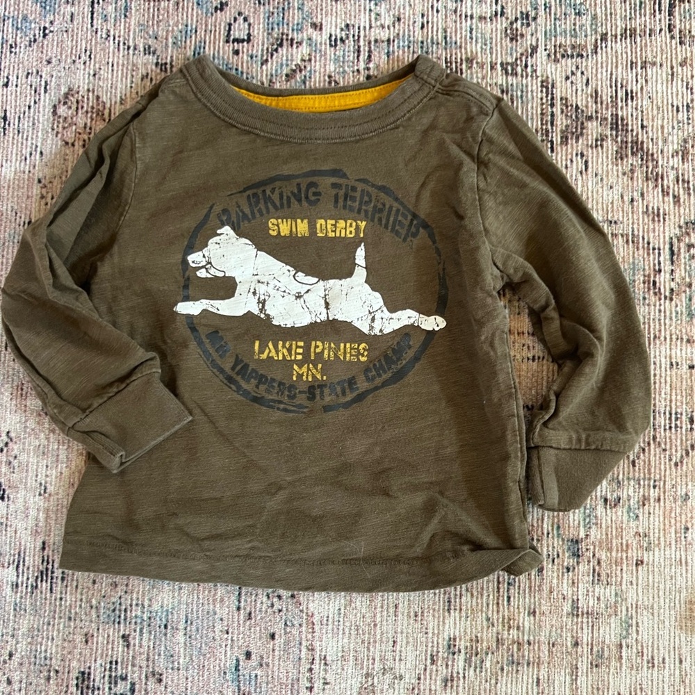 Cherokee Olive Terrier Graphic Long Sleeve Tee